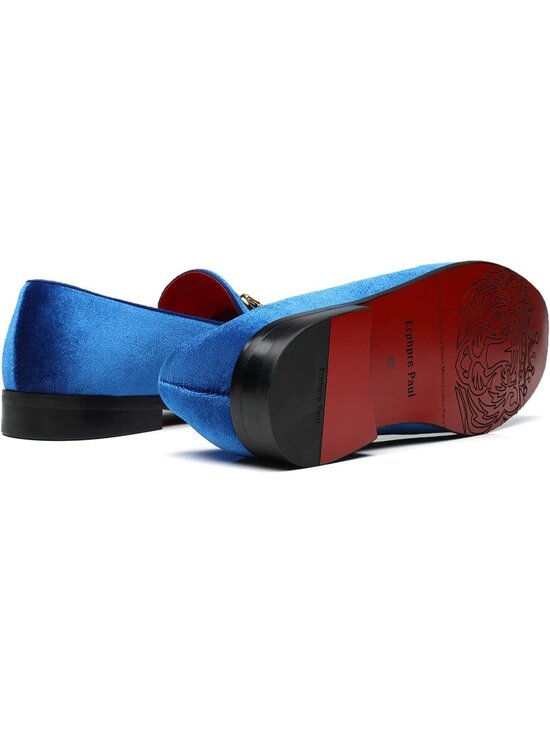 Men\'s Blue Velvet Loafers Wedding Party Prom Homecoming Shoes main image 5